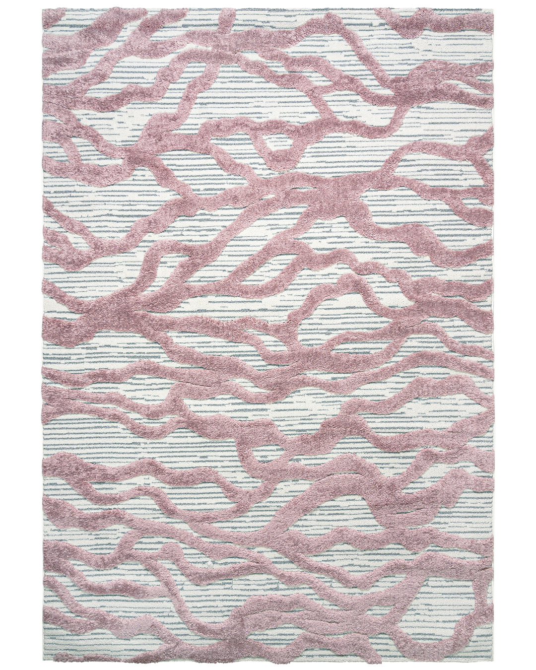 Tapis moderne abstrait - Blanca Suerte - crème, rose, poils mi-longs