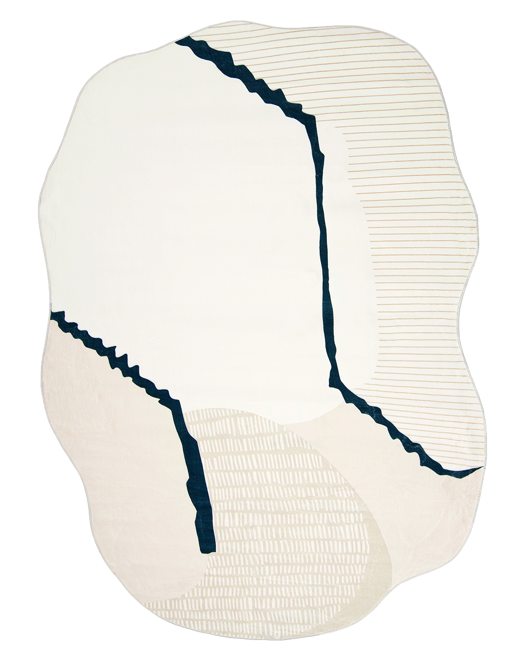 Tapis Moderne Irrégulier - Bova Vetra - beige, blanc, noir, abstrait