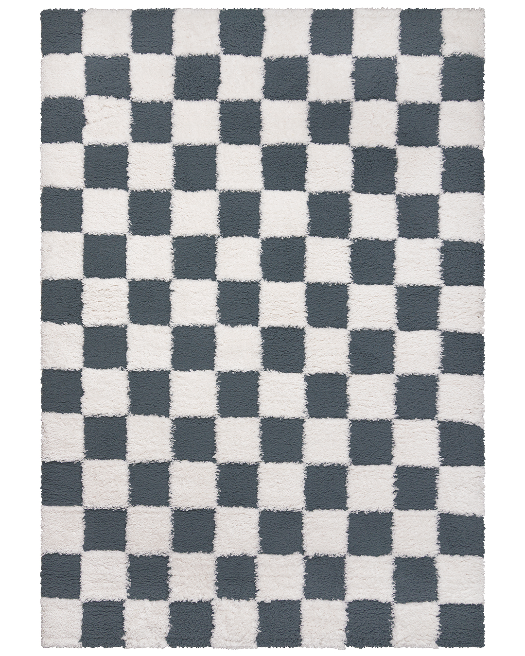 Tapis shaggy moderne - Chiva Azul - crème, gris, motif à carreaux