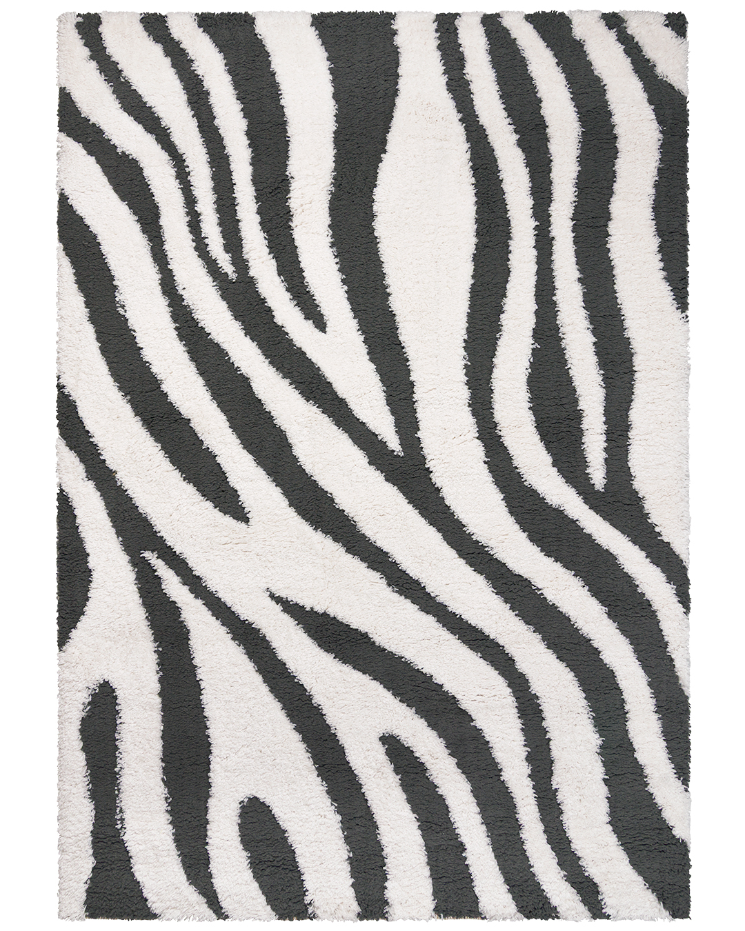 Tapis shaggy moderne - Chiva Damas - anthracite, crème, motif zébré