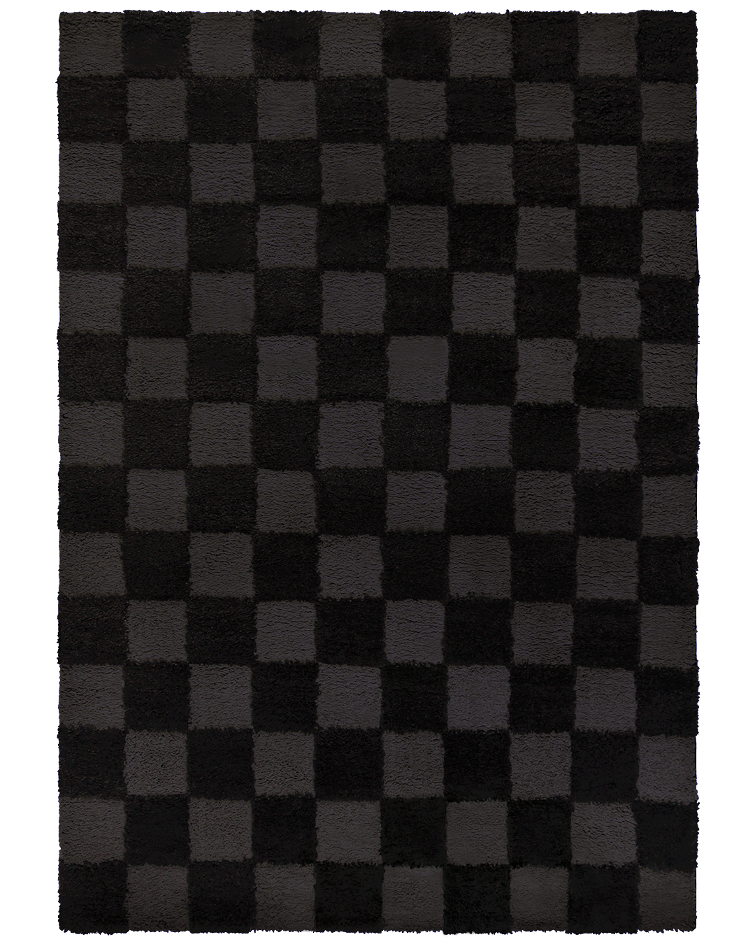 Tapis shaggy moderne - Chiva Negro - anthracite, noir, motif à carreaux