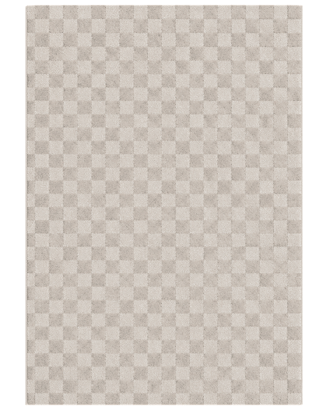 Tapis moderne géométrique à carreaux - Conil Amater - beige, poils mi-longs