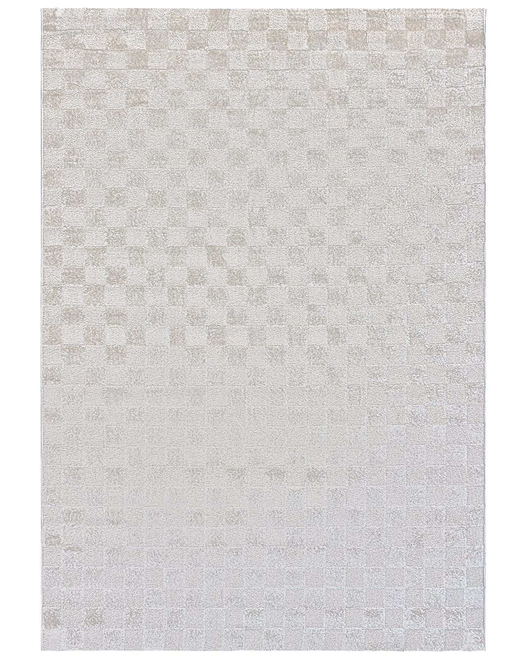 Tapis moderne géométrique à carreaux - Conil Vales - graphite, gris, poils mi-longs