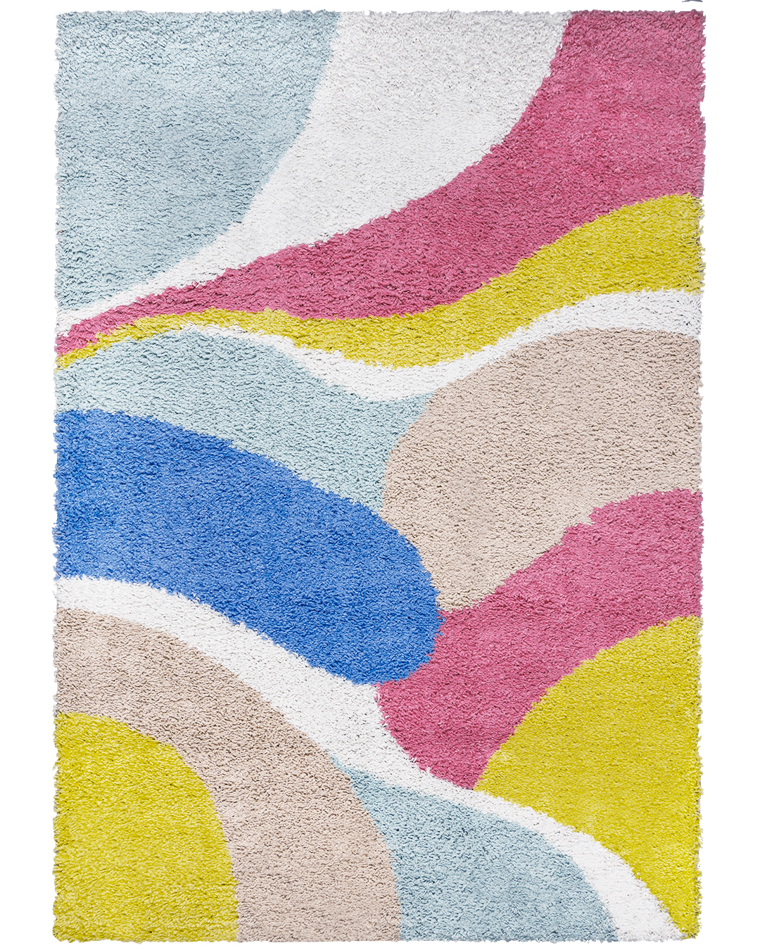 Tapis à poils longs / Shaggy pour chambre d'ado, abstrait - Coria Dona - blanc, rose, vert, multicolore