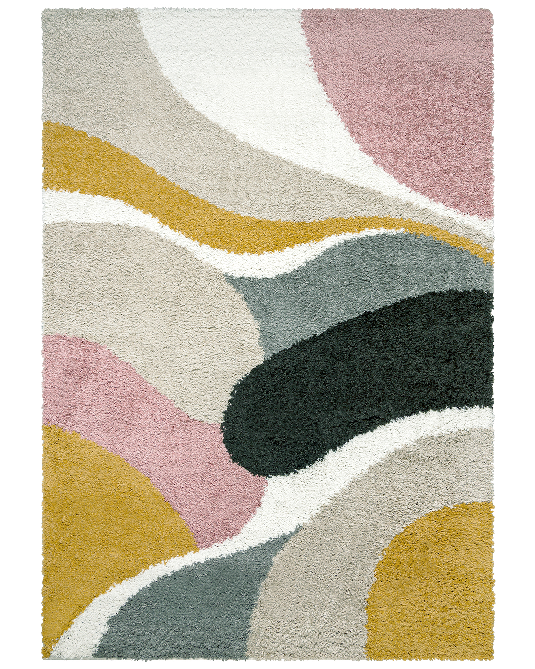 Tapis à poils longs / Shaggy pour chambre d'ado, abstrait - Coria Oma - beige, rose, multicolore
