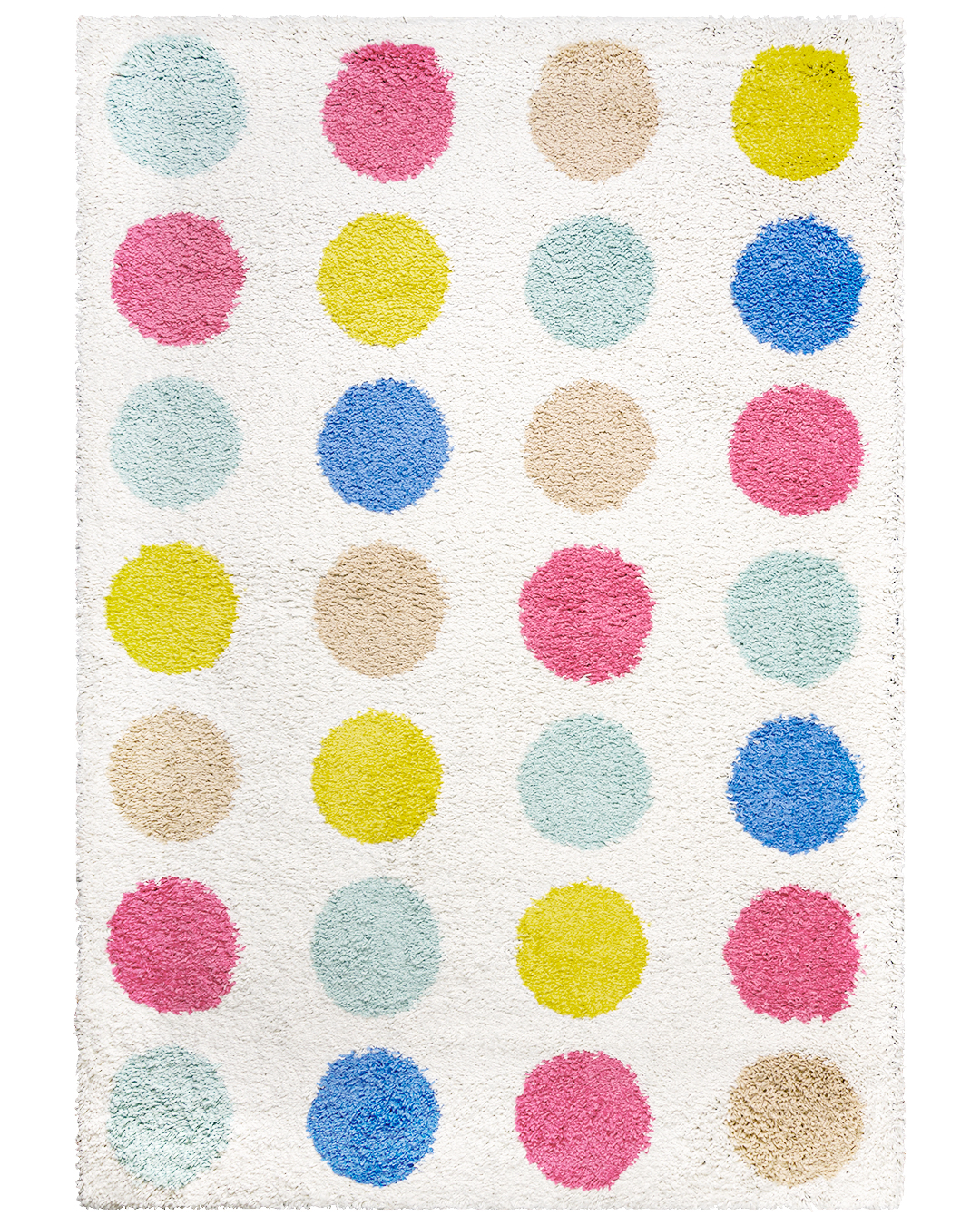 Tapis à poils longs / Shaggy pour chambre d'ado, géométrique - Ibi Gozar - beige, bleu, multicolore