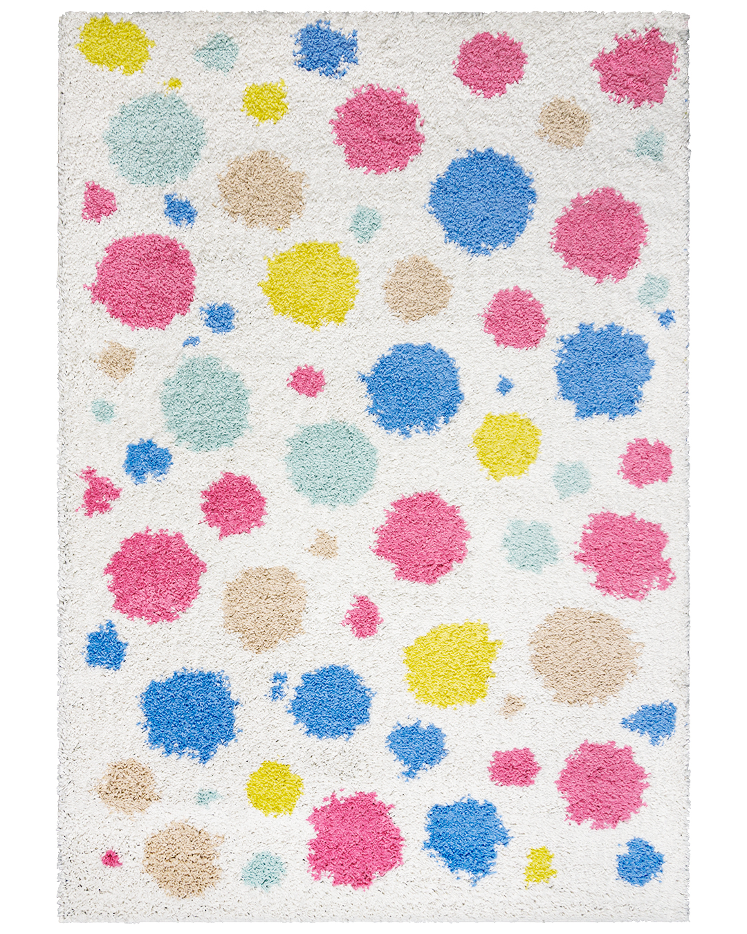 Tapis à poils longs / Shaggy pour chambre d'ado, abstrait - Ibi Samba - beige, bleu, multicolore
