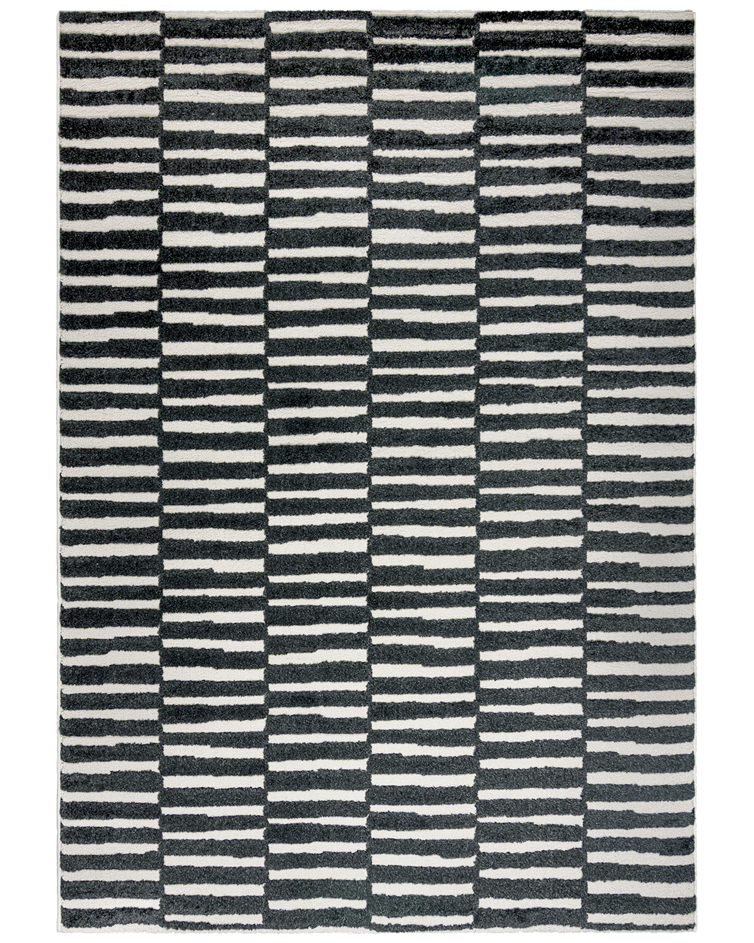 Tapis moderne abstrait - Martos Malla - noir et blanc, poils mi-longs