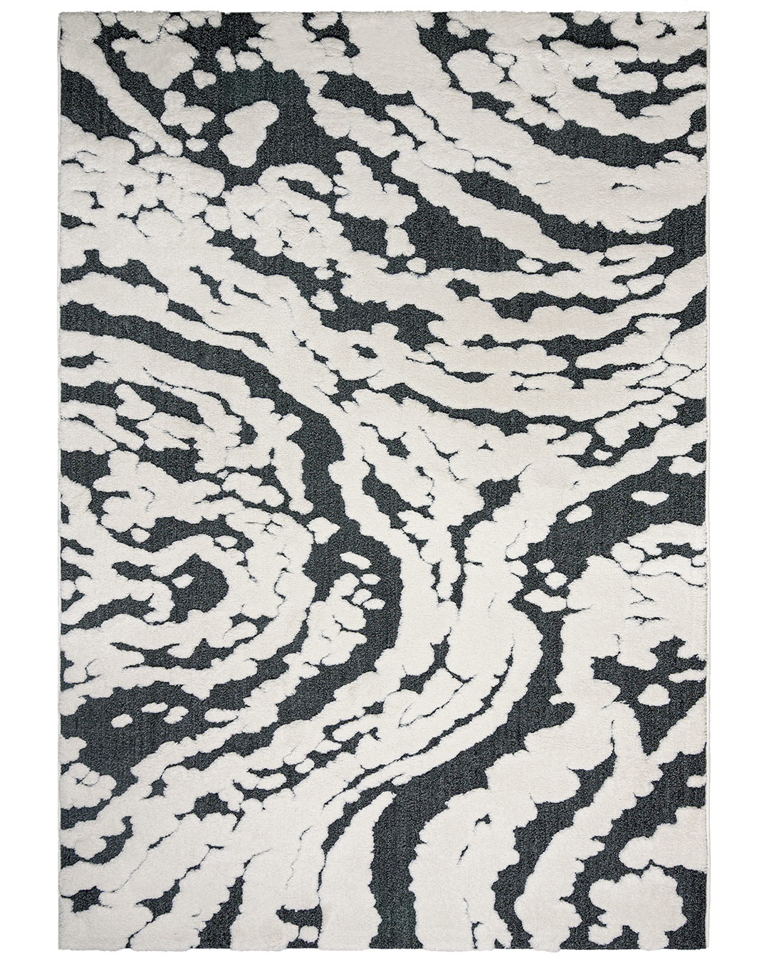 Tapis moderne abstrait - Martos Nubes - noir et blanc, poils mi-longs
