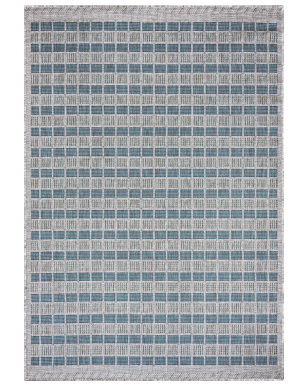 Tapis moderne géométrique – Totana Niebla – gris, bleu, motif à carreaux