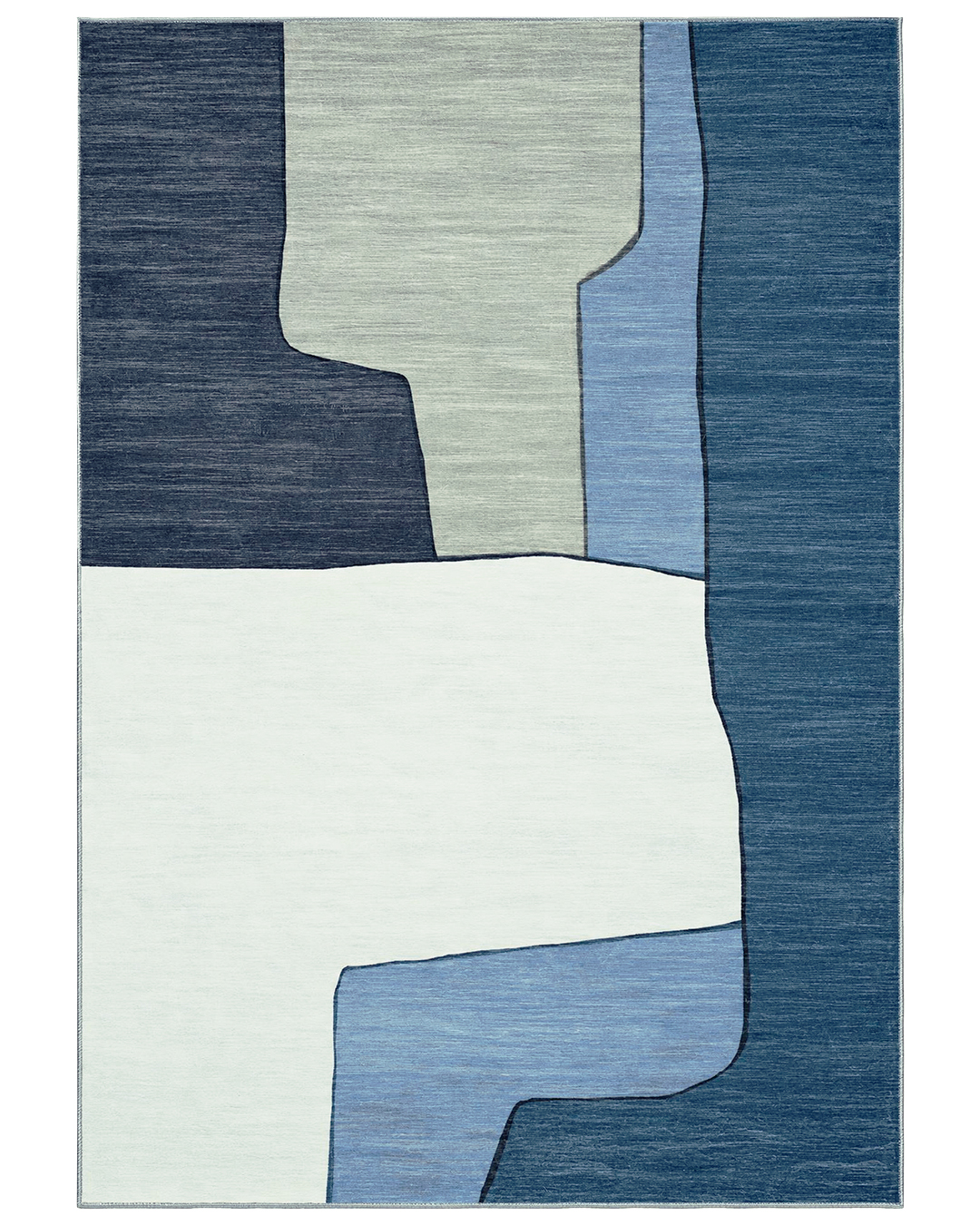 Tapis géométrique moderne - Vera Azul - beige, blanc, bleu marine, bleu
