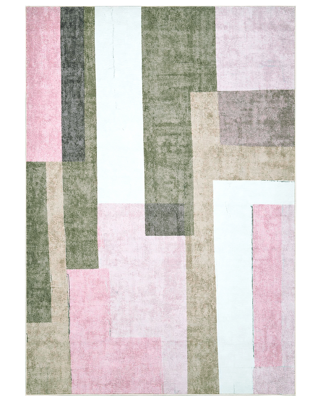 Tapis géométrique moderne - Vera Rosa - beige, blanc, marron, rose