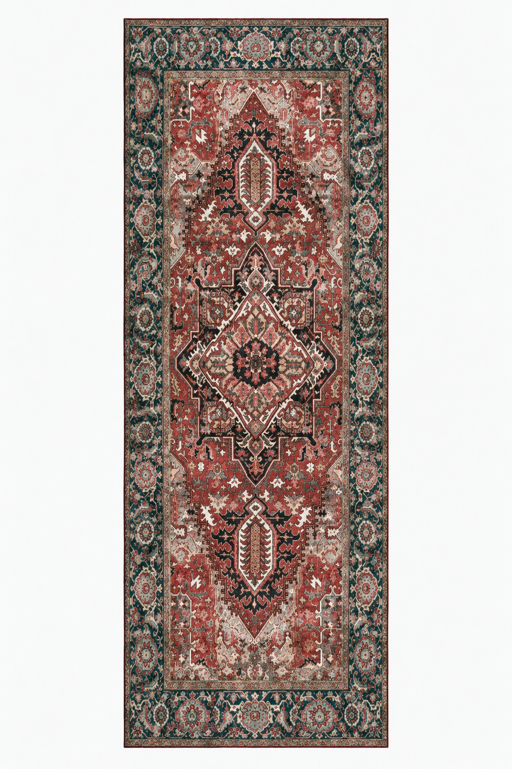 Tapis oriental traditionnel - Lalin Rosa - rouge, vintage