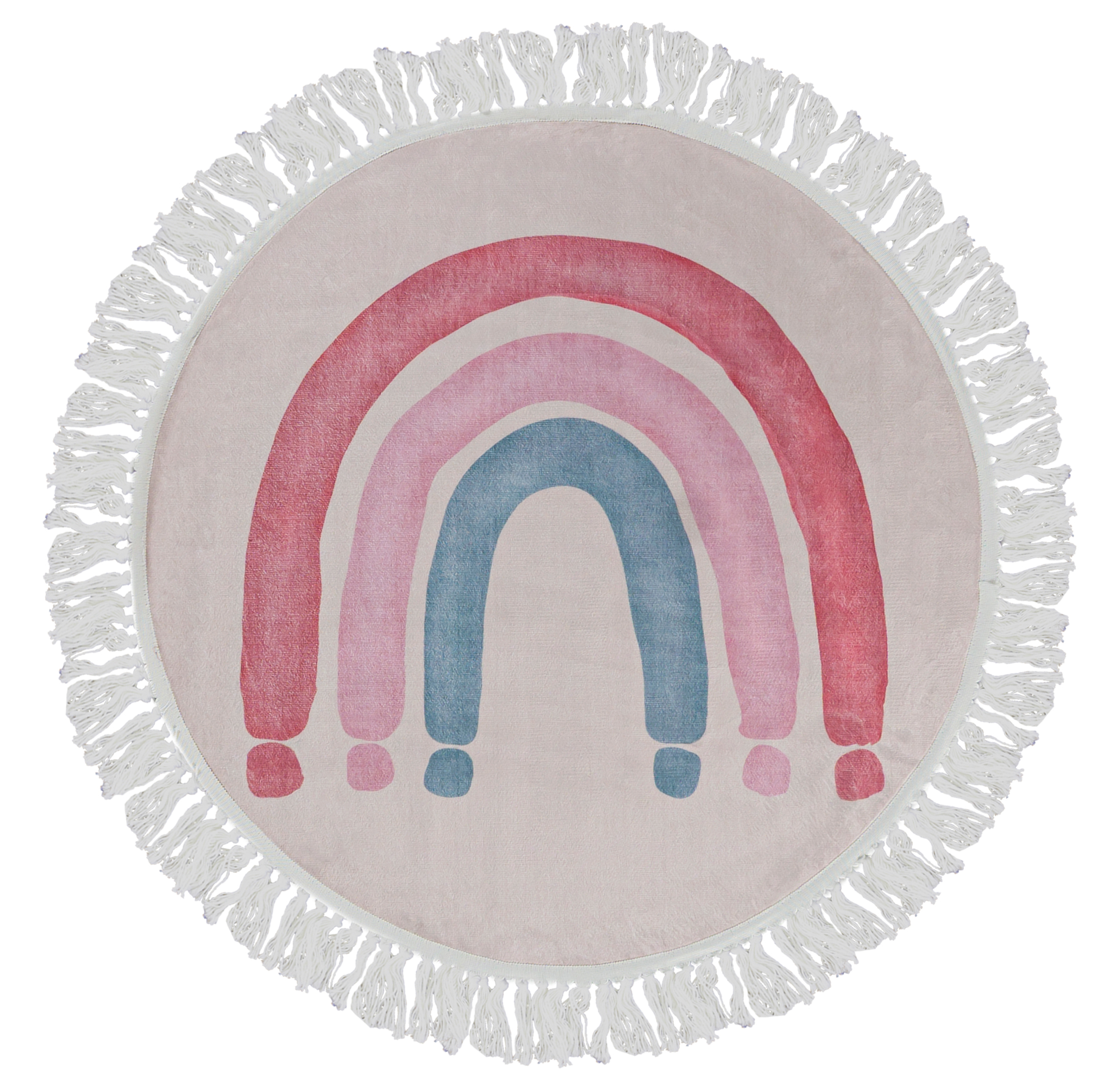 Tapis pour Enfants à Franges - Bello Carino Rosa - arc-en-ciel, beige