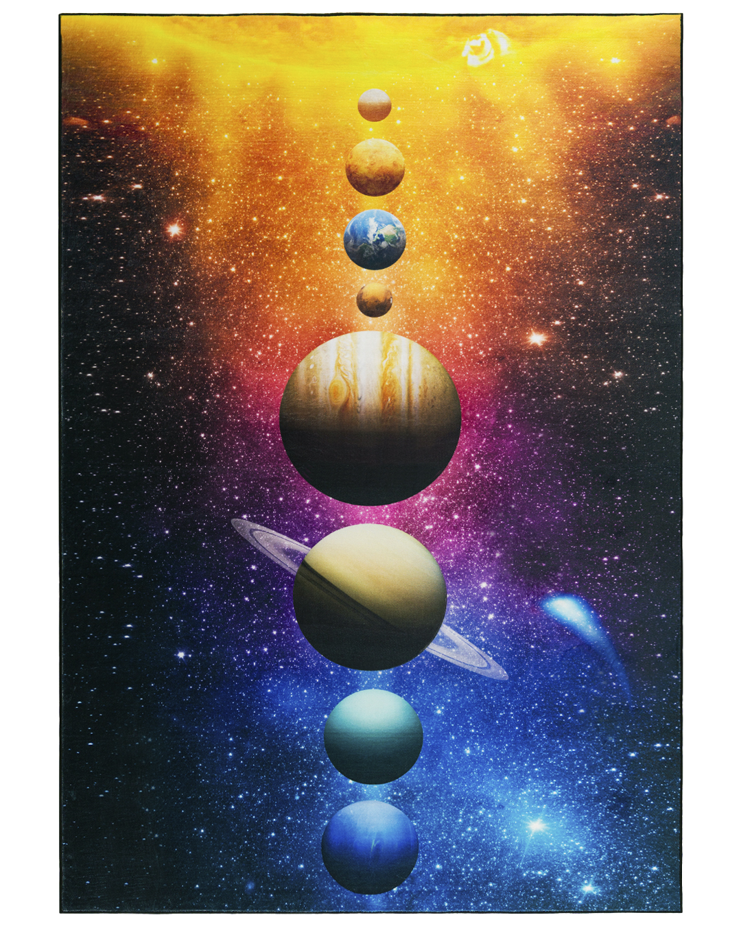 Tapis pour enfants Cosmos, Galaxie – Astro Urano – bleu marine, rose, jaune