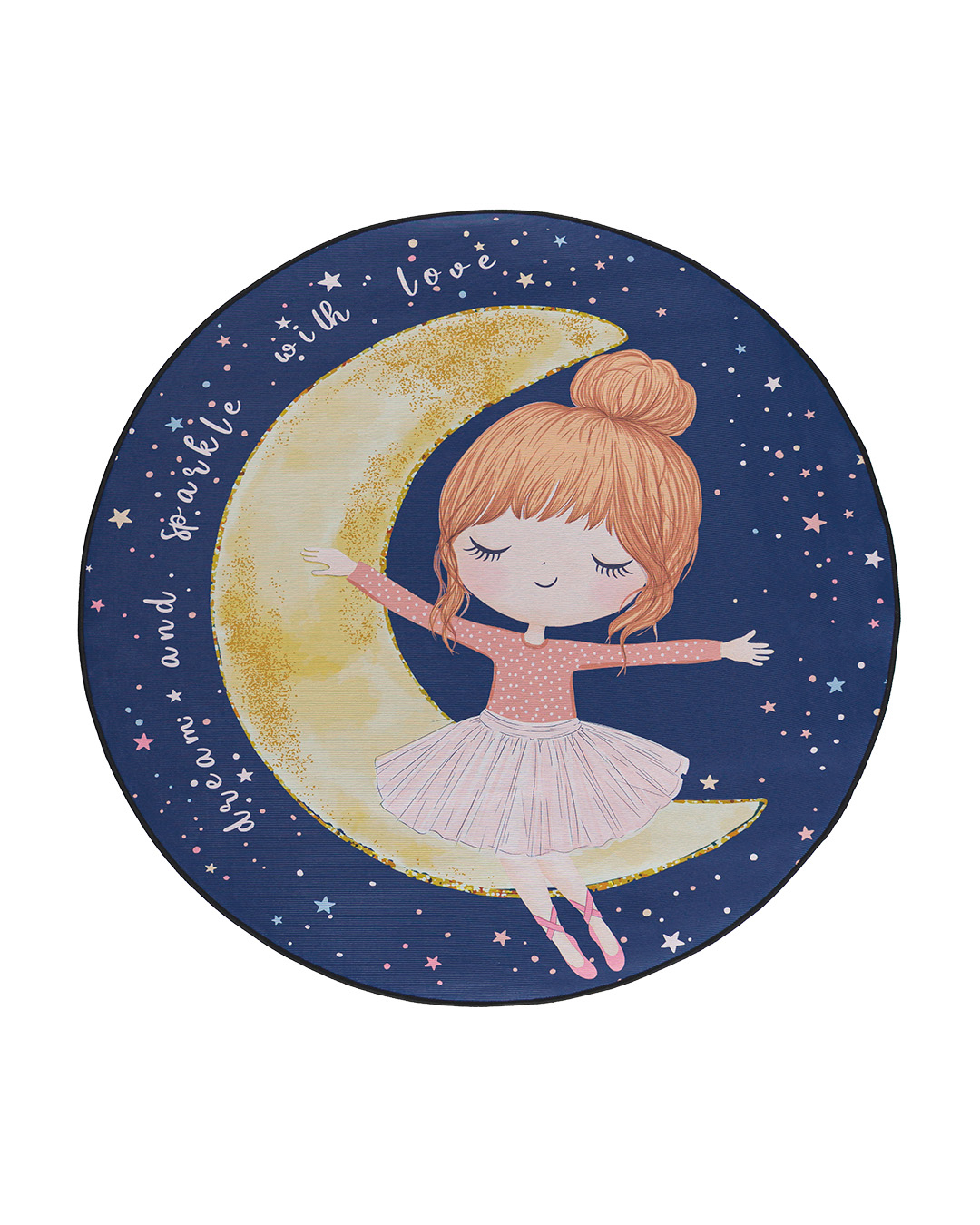 Tapis enfant – Bambini Luna – ballerine, lune, bleu marine, rose, jaune