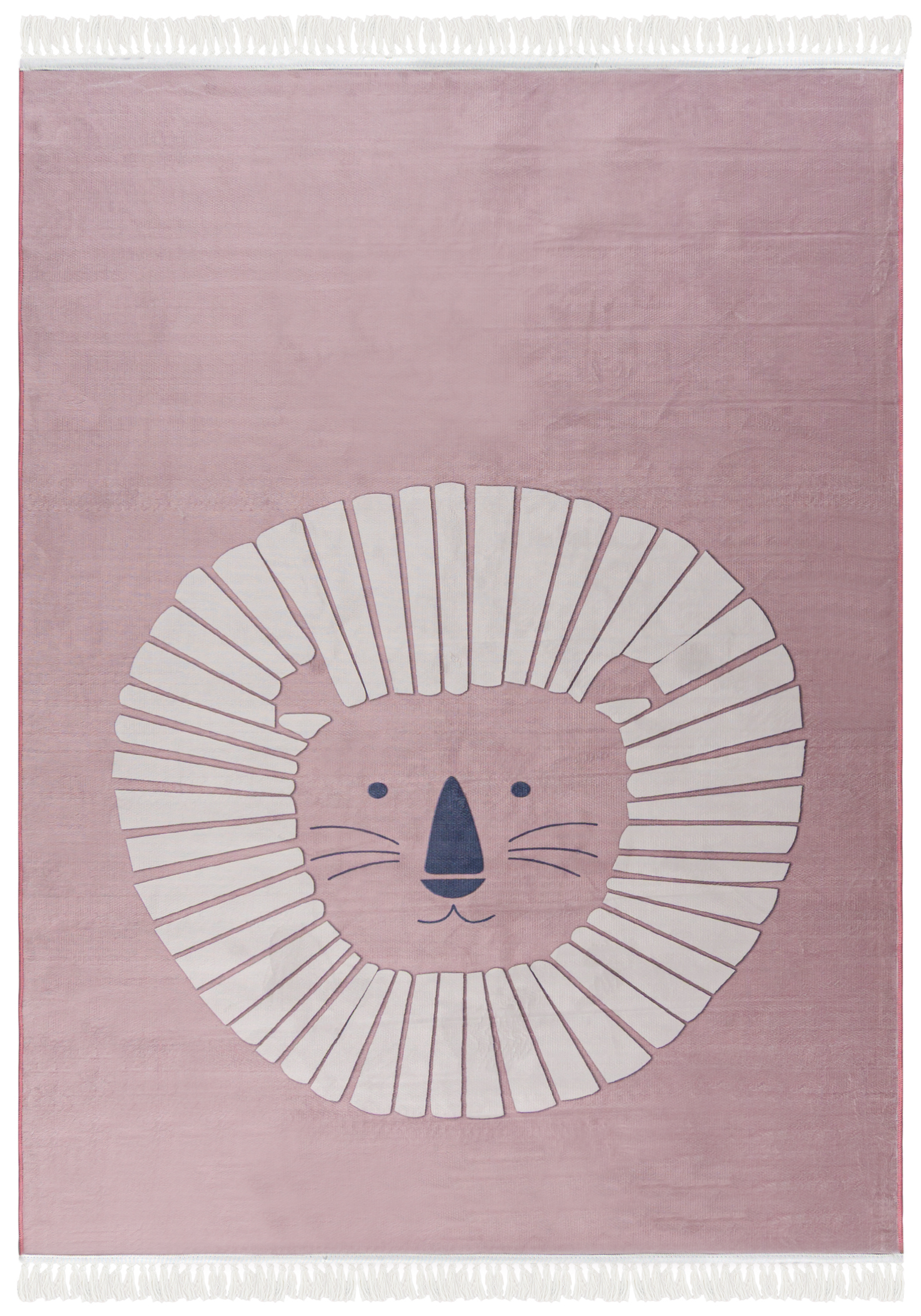 Tapis pour Enfants à Franges - Bello Leone Rosa - lion, rose