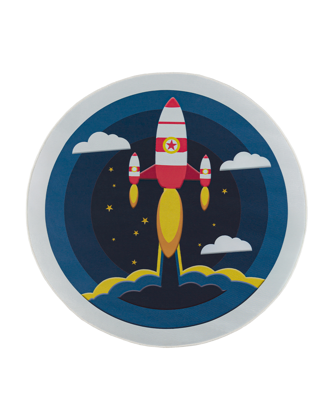 Tapis enfant – Bambini Satellite – fusée, bleu marine, blanc