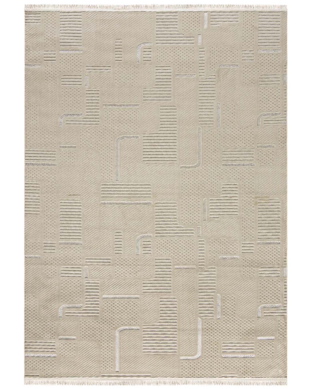 Tapis Moderne à Franges - Sora Vaga Beige - beige