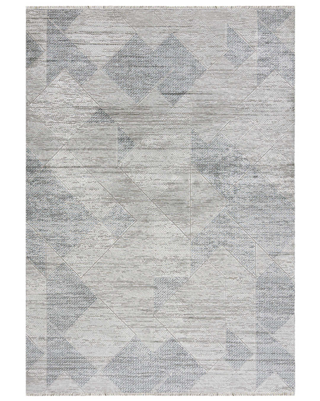 Tapis Moderne à Franges - Bari Filo Blu - gris, bleu