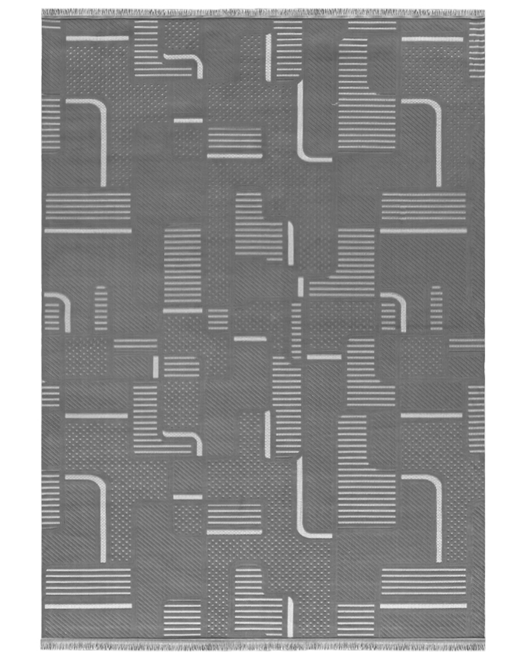 Tapis Moderne à Franges - Sora Vaga Grafite - gris, graphite