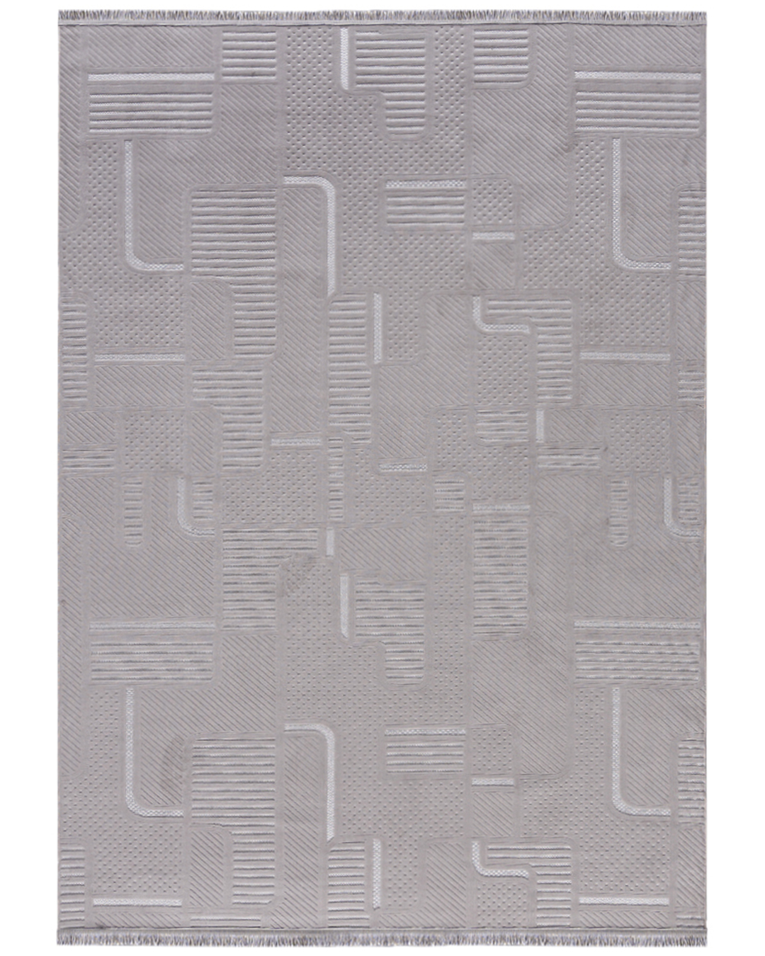 Tapis Moderne à Franges - Sora Vaga Grey - gris