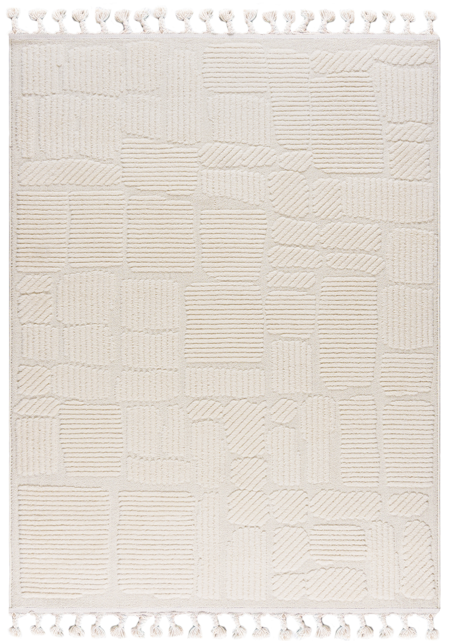 Tapis Moderne Rétro - Pisa Brina - avec franges, crème