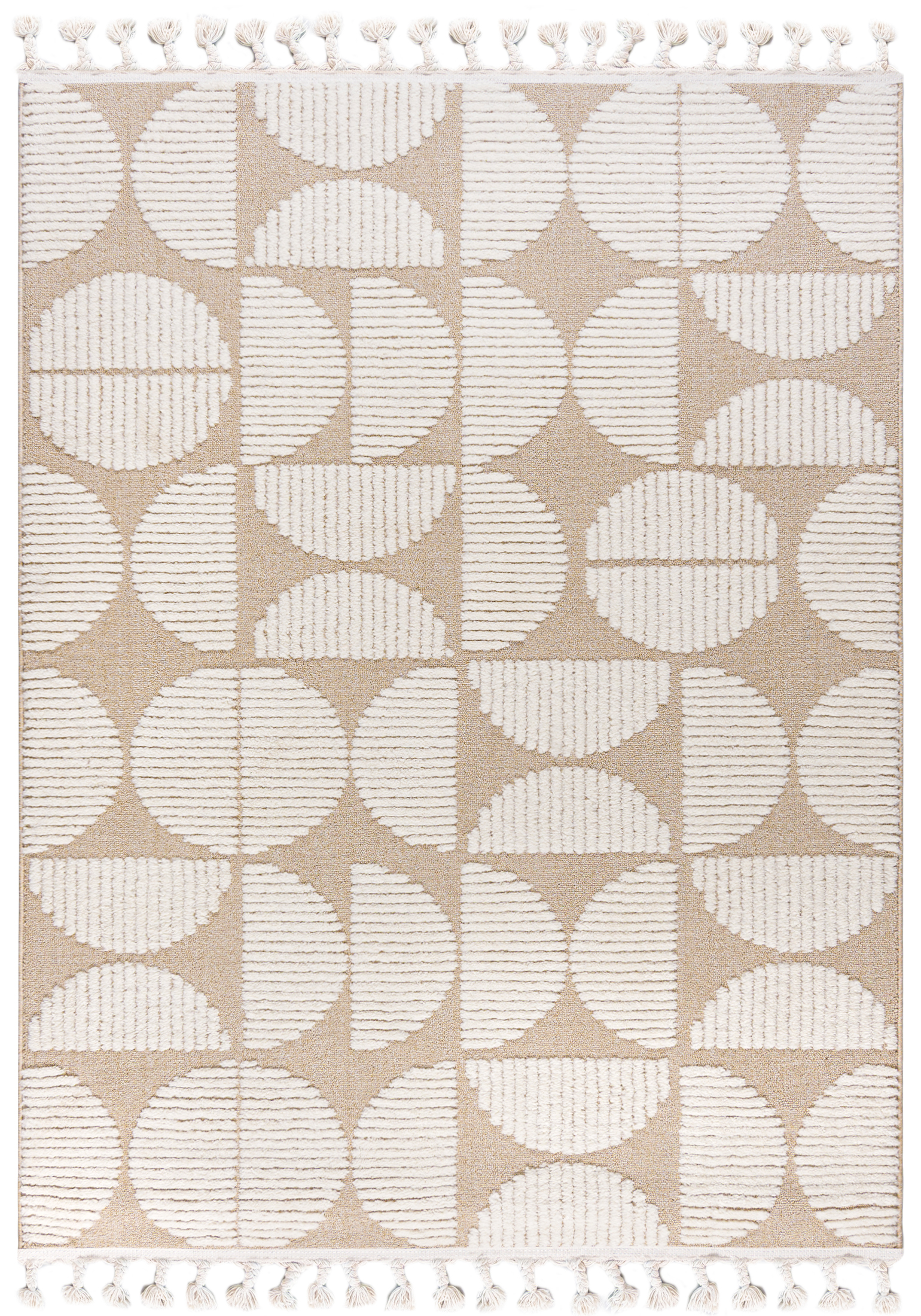 Tapis Moderne Rétro - Pisa Pane - avec franges, beige, crème