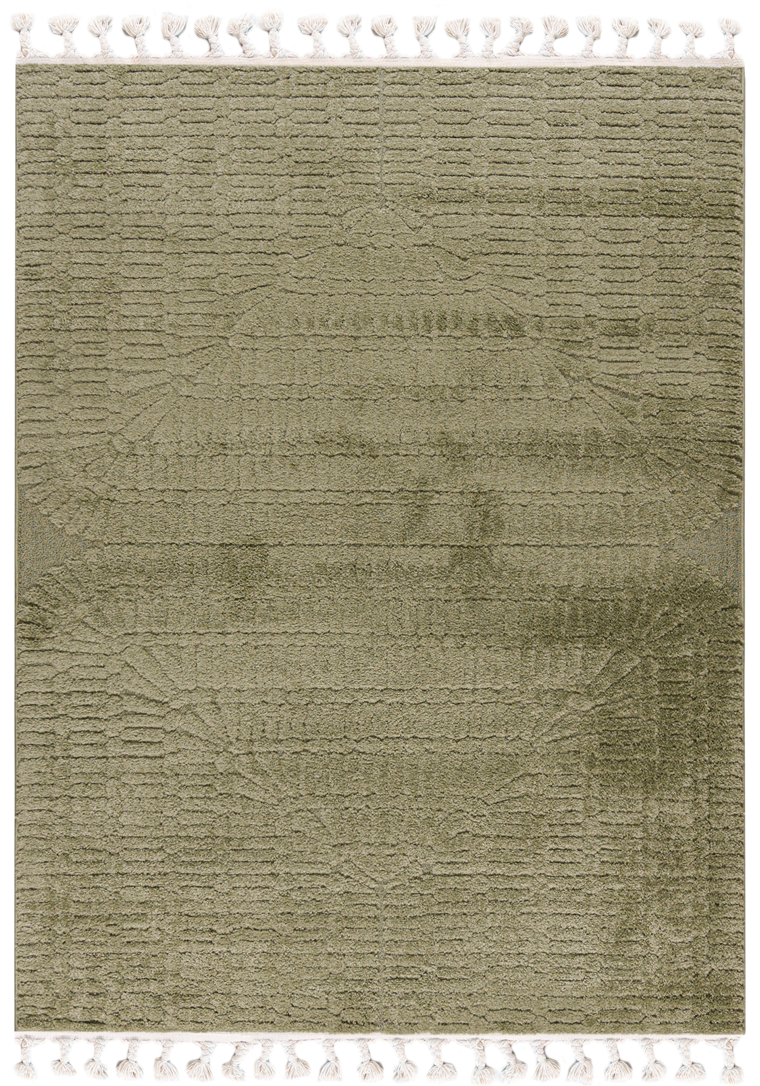 Tapis Moderne Rétro - Pisa Bosco - avec franges, vert