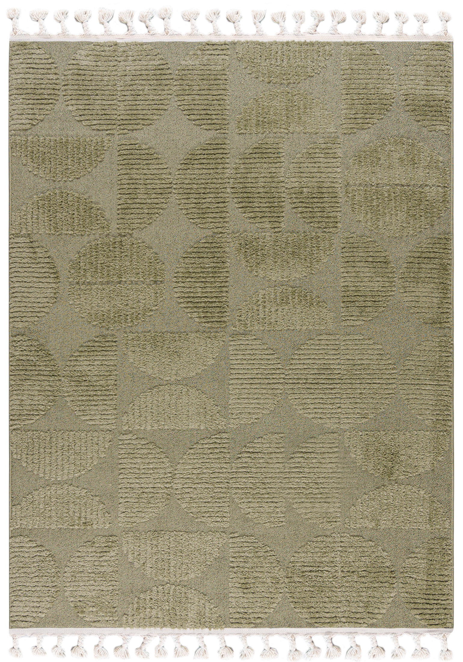 Tapis Moderne Rétro - Pisa Foresta - avec franges, vert