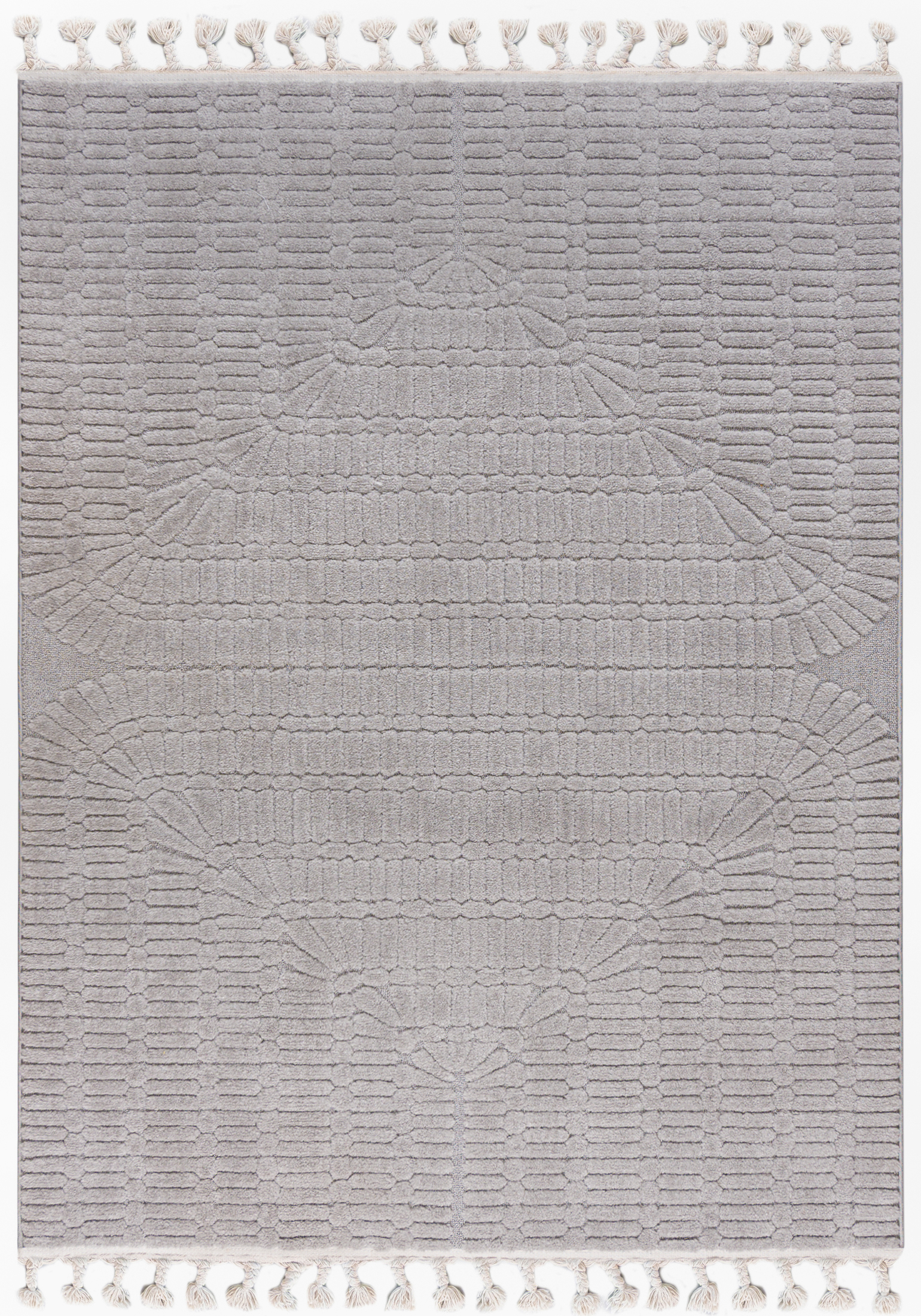 Tapis Moderne Rétro - Pisa Corsa - avec franges, gris