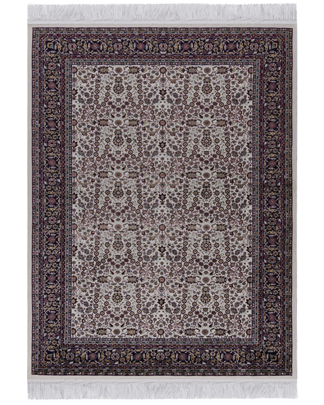 Tapis Traditionnel à Franges - Castello Beige - beige, rose