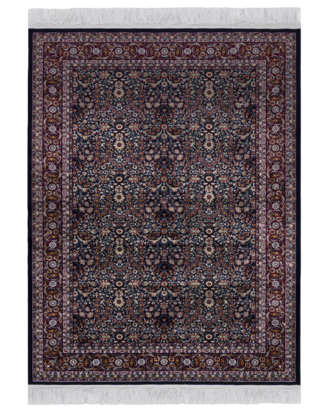 Tapis Traditionnel à Franges - Castello Marina - bleu marine