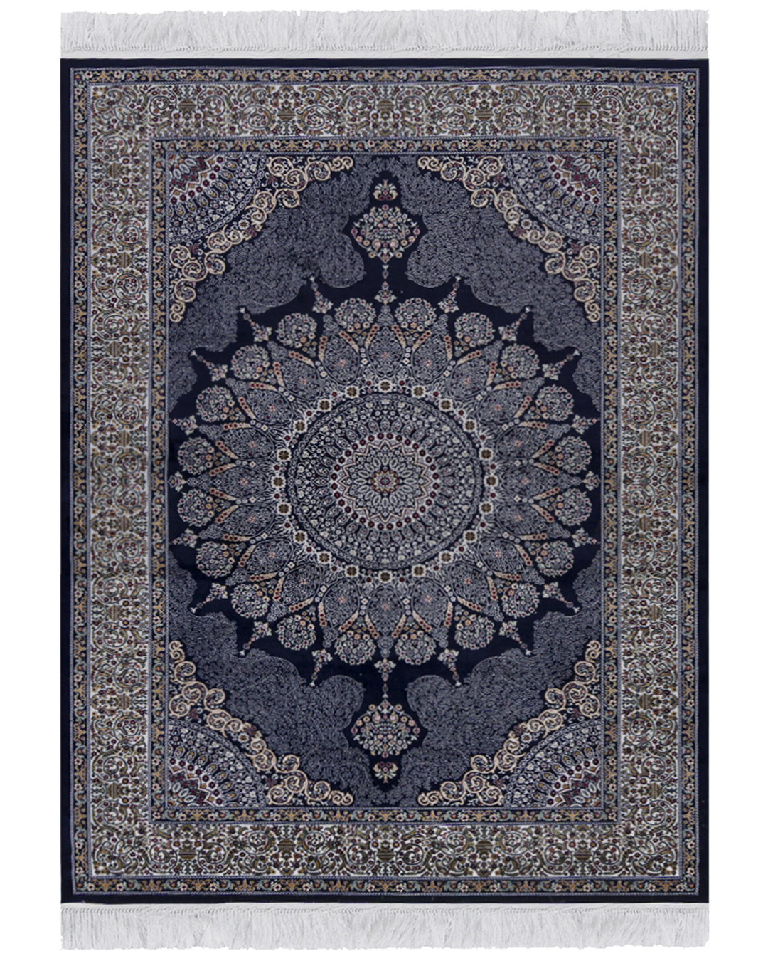 Tapis Traditionnel à Franges- Palazzo Reale - bleu marine