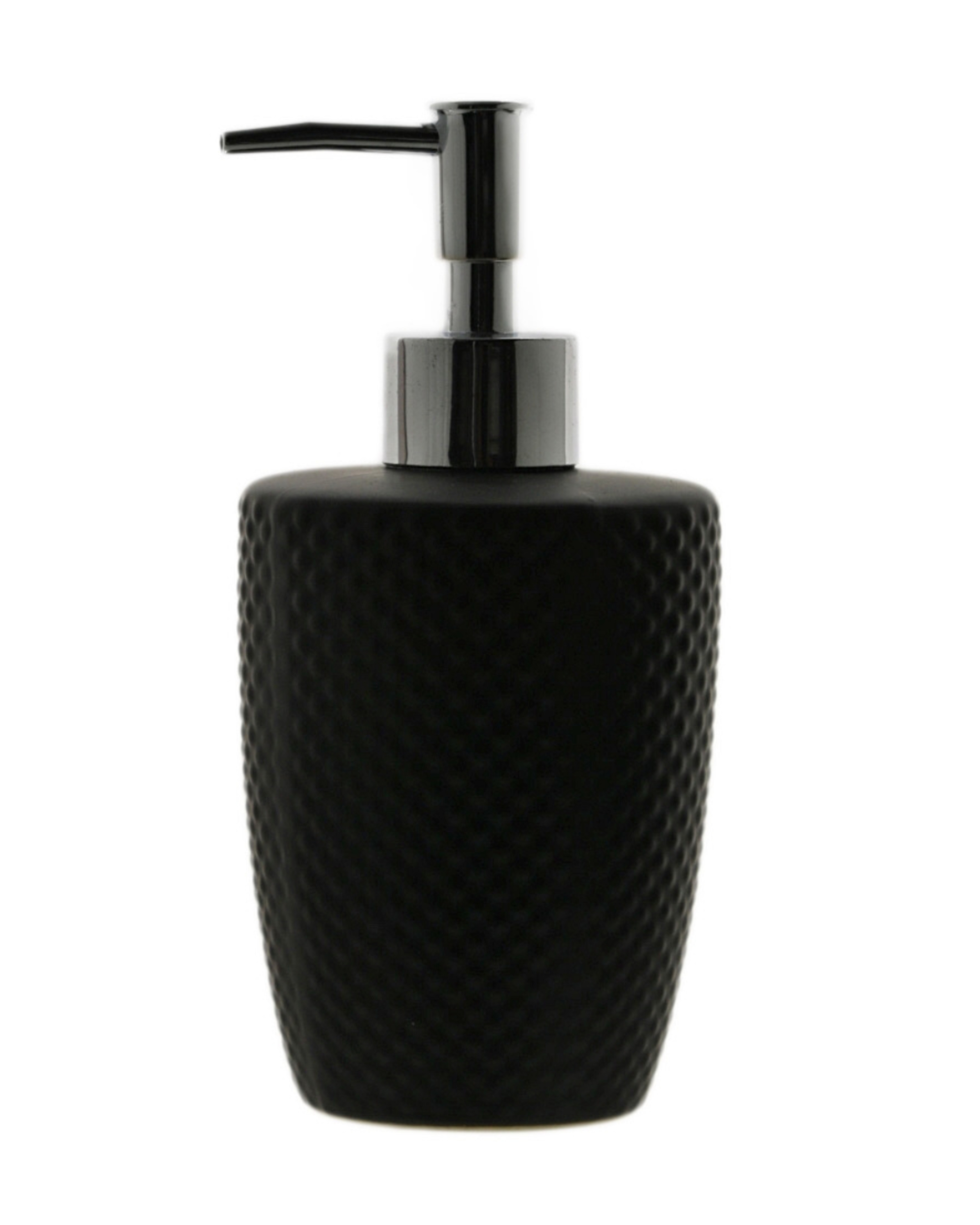 Distributeur de savon liquide en céramique, texture embossée – Pura Vellu – noir, moderne