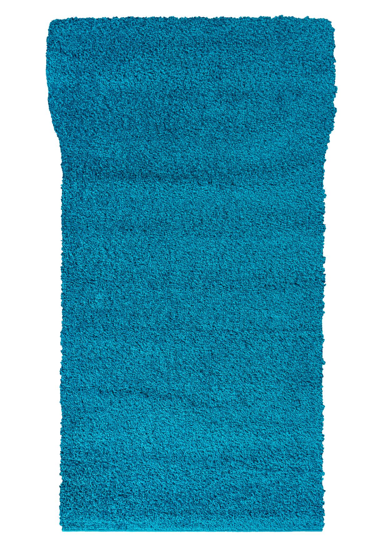 Tapis de couloir poil long Uni DELHI 7388A turquoise - turquoise