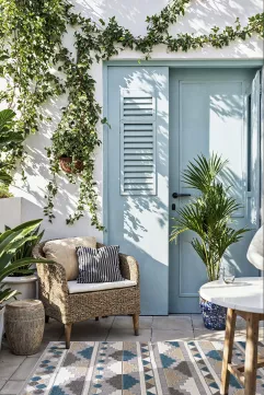 Tapis d'extérieur / d'intérieur - Vasco Blu - bleu, gris, imperméable