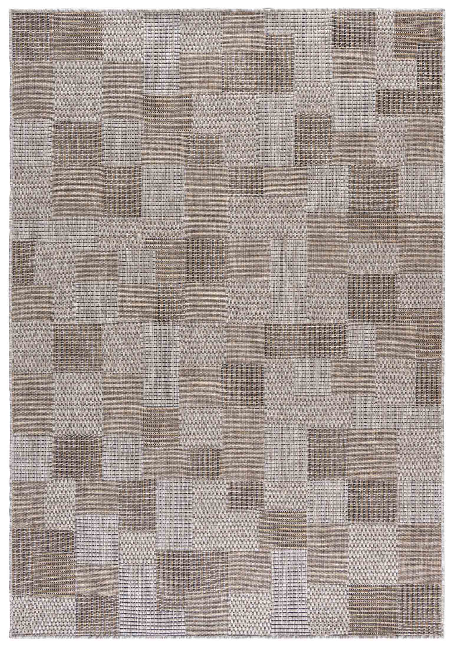 Tapis à cordon intérieur/extérieur,  plat MELISSA KM27A - moderne, géométrique, beige, marron, crème