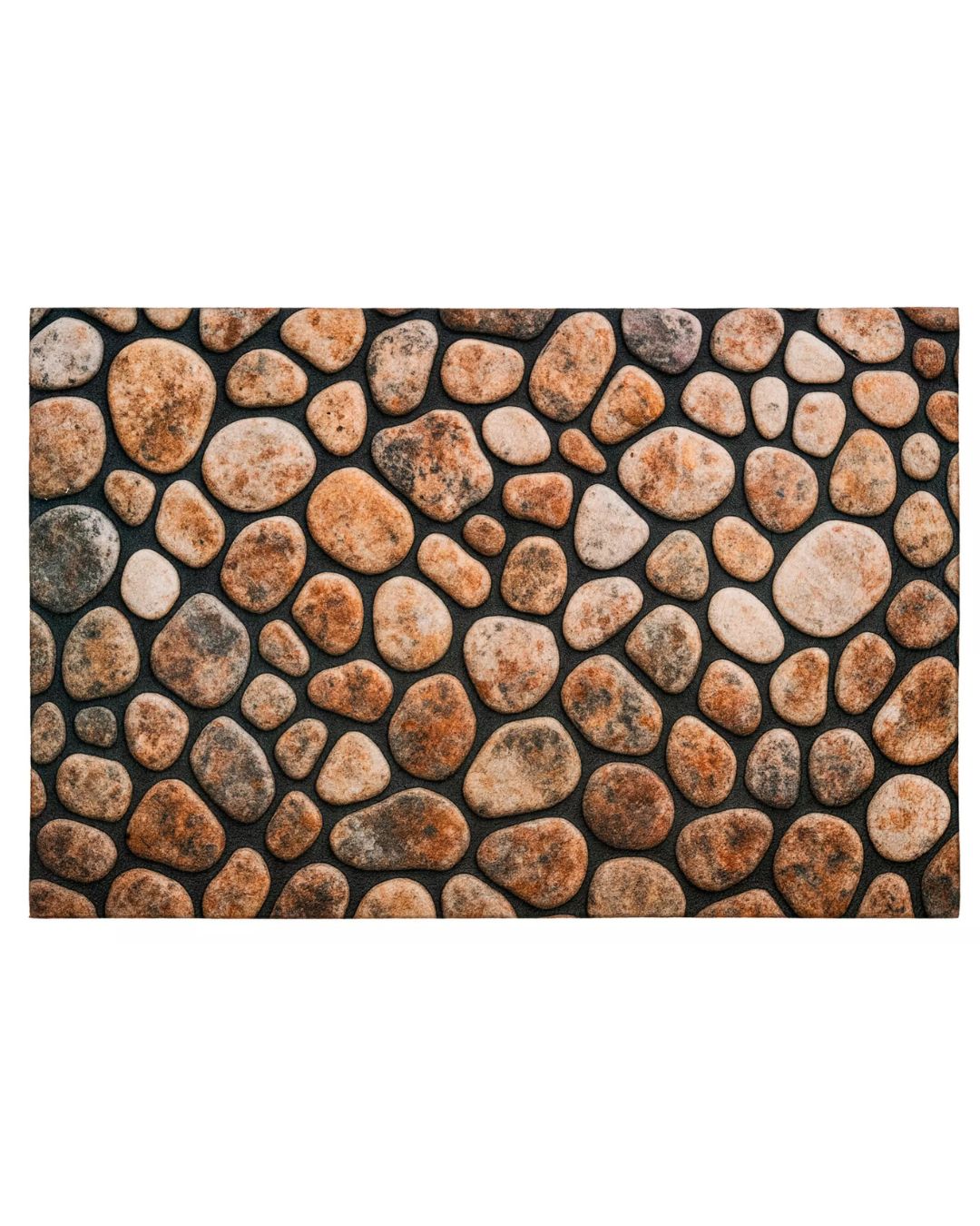 Paillasson textile - Print DM28 - beige, marron et noir, avec motif pierre, antidérapant et facile d'entretien