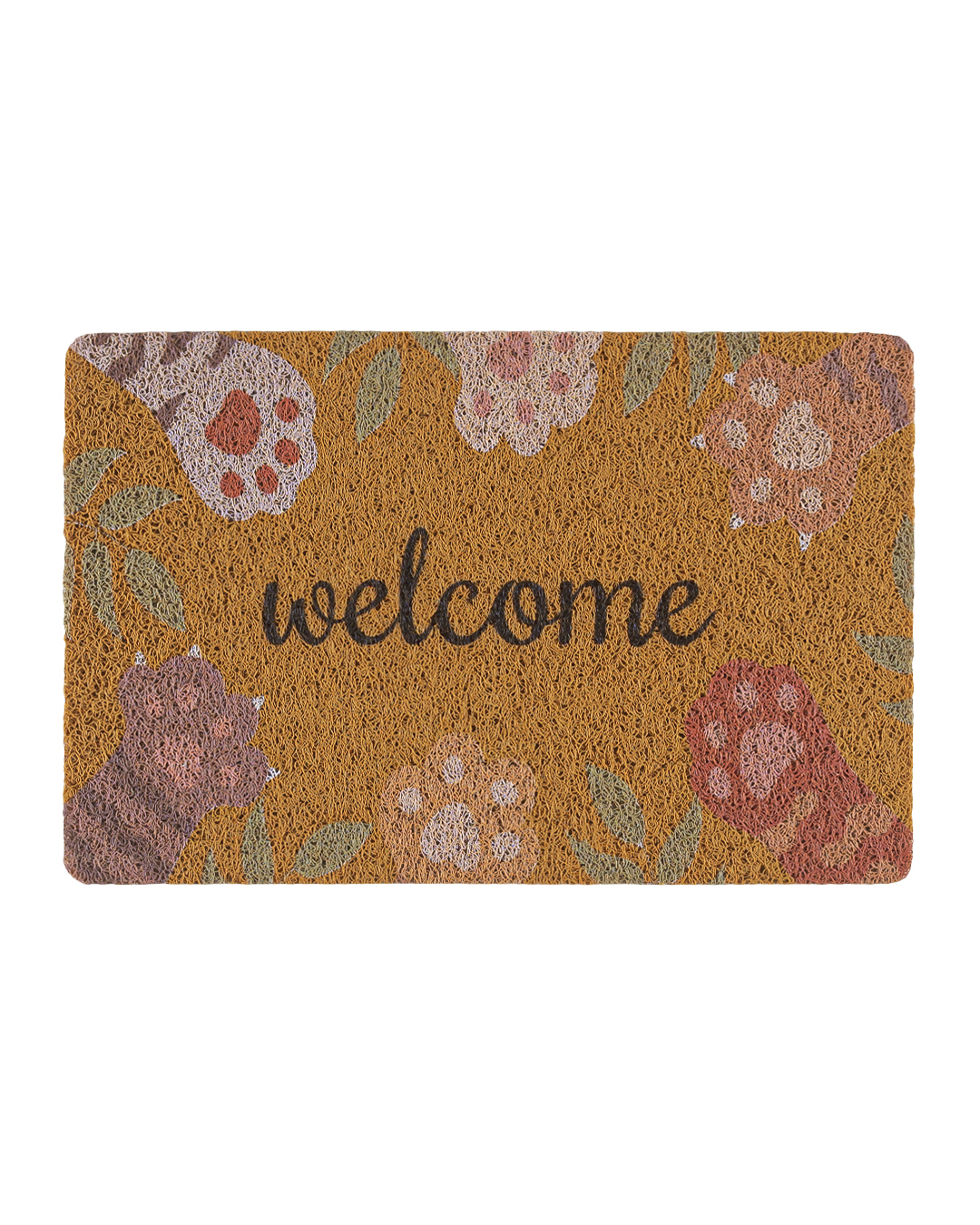 Paillasson moderne - Passo Zampe - marron, empreintes de pattes, inscription Welcome