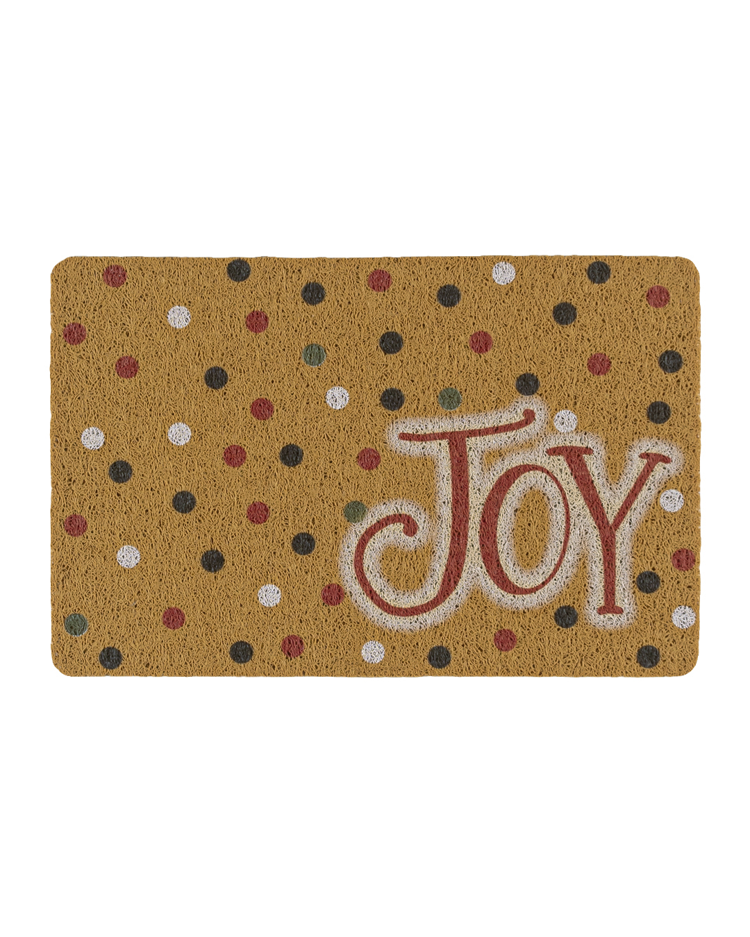 Paillasson de Noël - Festivo Puntini - marron, inscription « Joy », pois