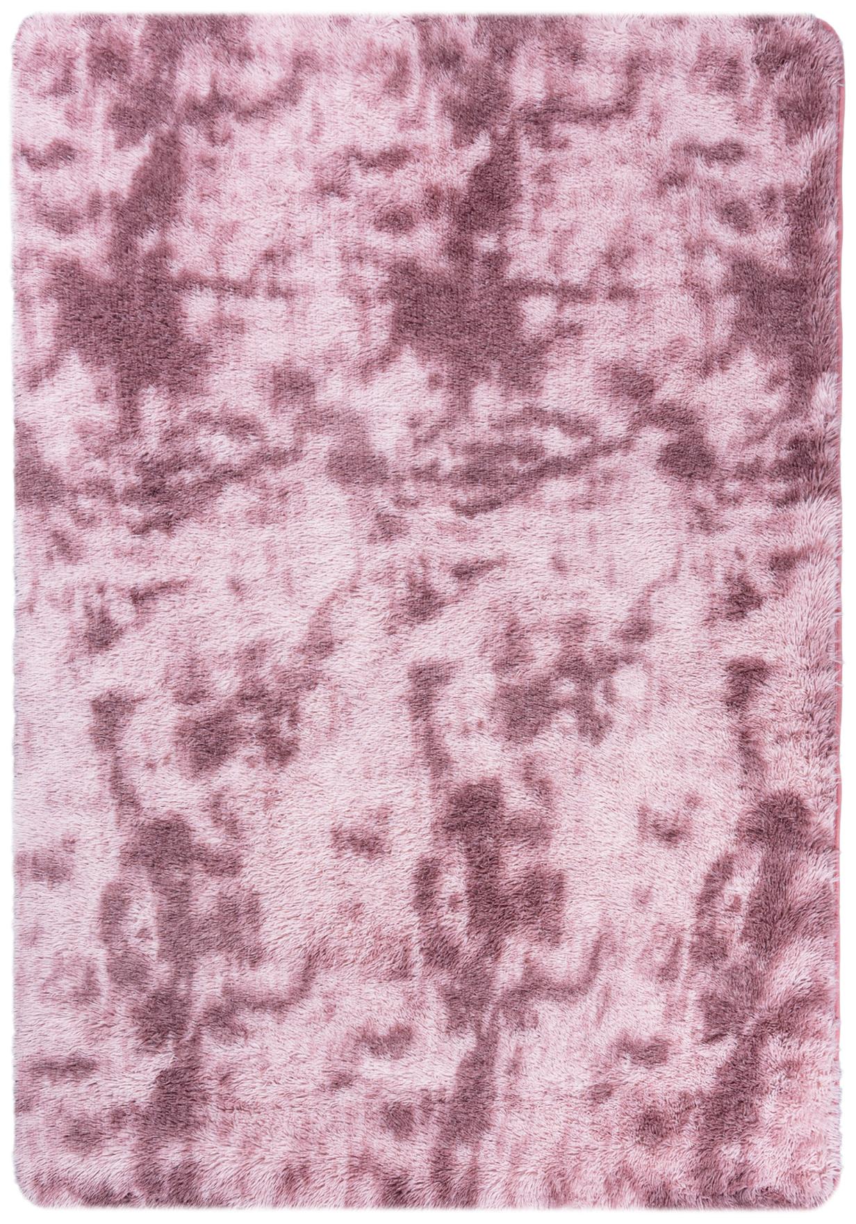 Tapis poil long à poils longs teint dans la masse, unicolore uni rose - rose