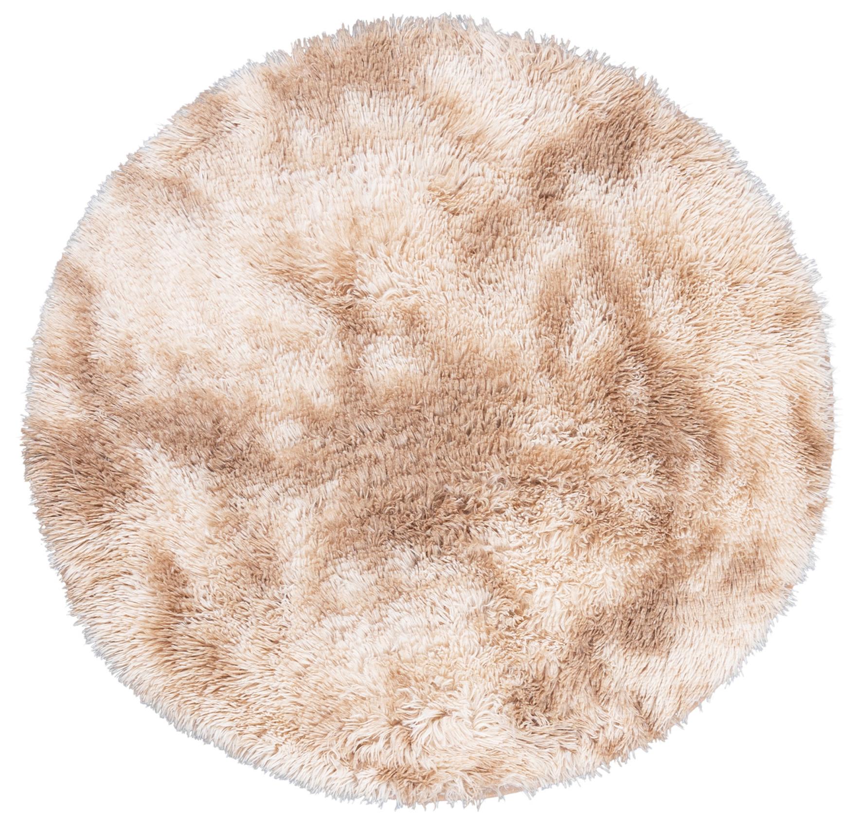 Tapis Shaggy Longhair Silk_Dyed Circle Single colour SOLID BEIGE - beige