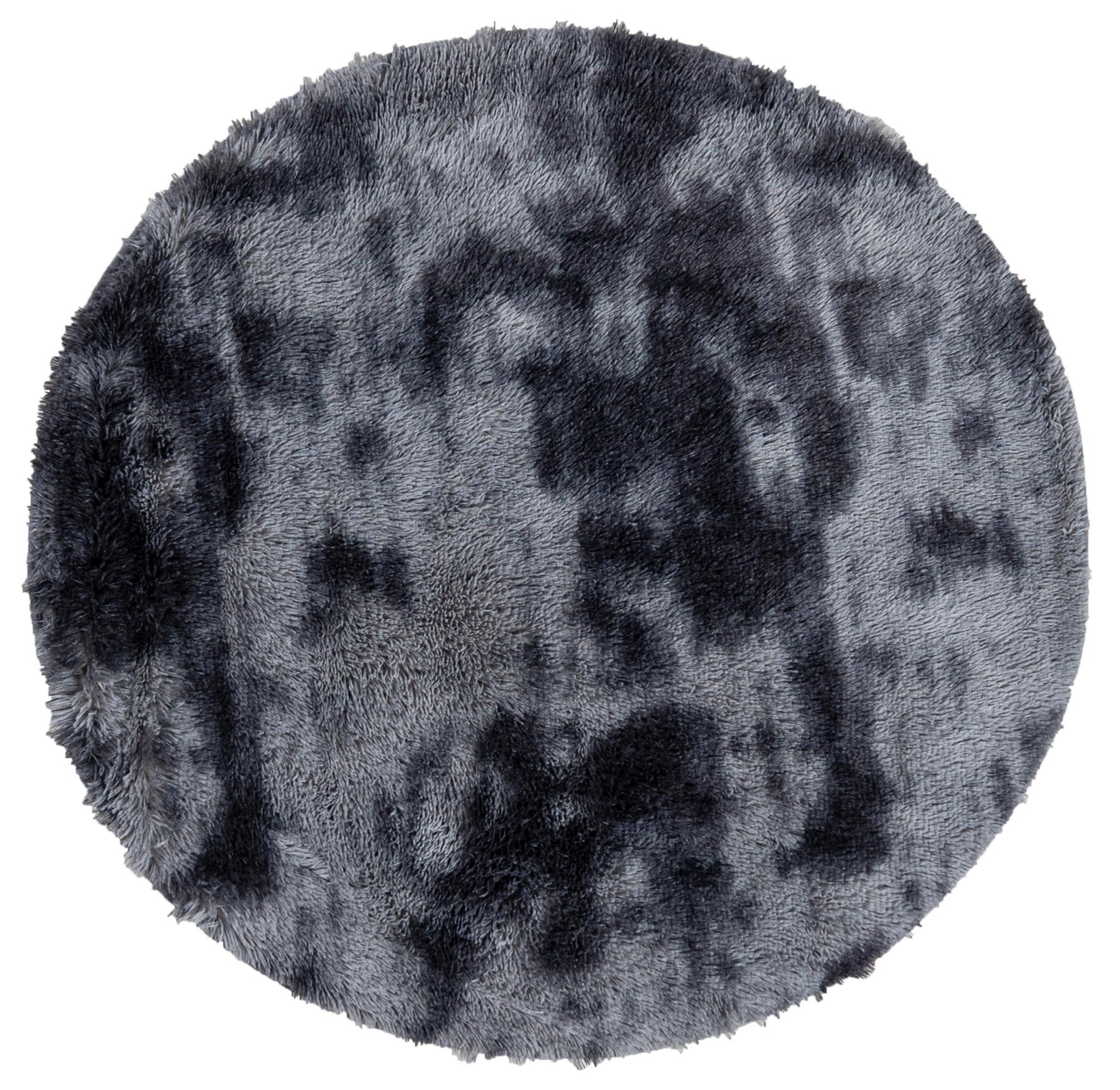 Shaggy Longhair Silk_Dyed Circle Tapis unicolore SOLID GREY - gris foncé