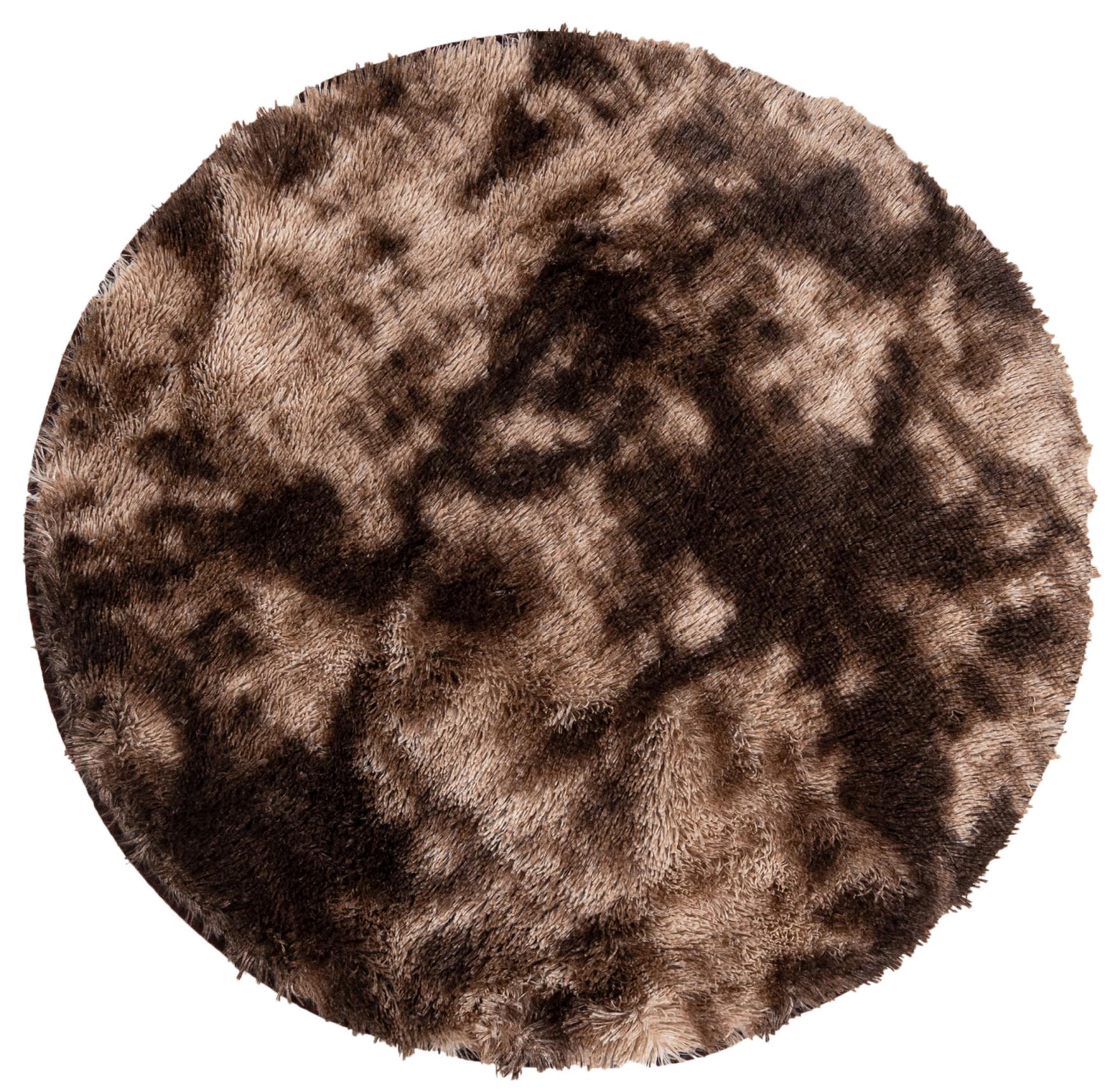 Tapis circulaire Shaggy Longhair Silk_Dyed unicolore SOLID BROWN - brun