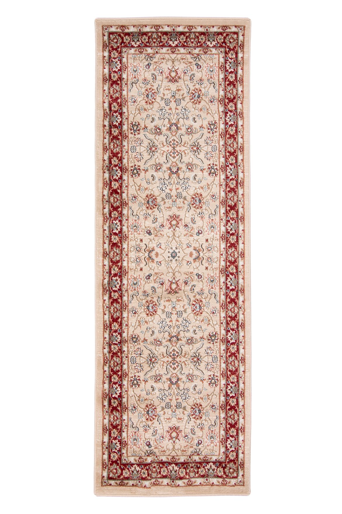 Tapis de couloir Traditionnel NEMRUT L423A BEIGE CLAIR crème avec rouge