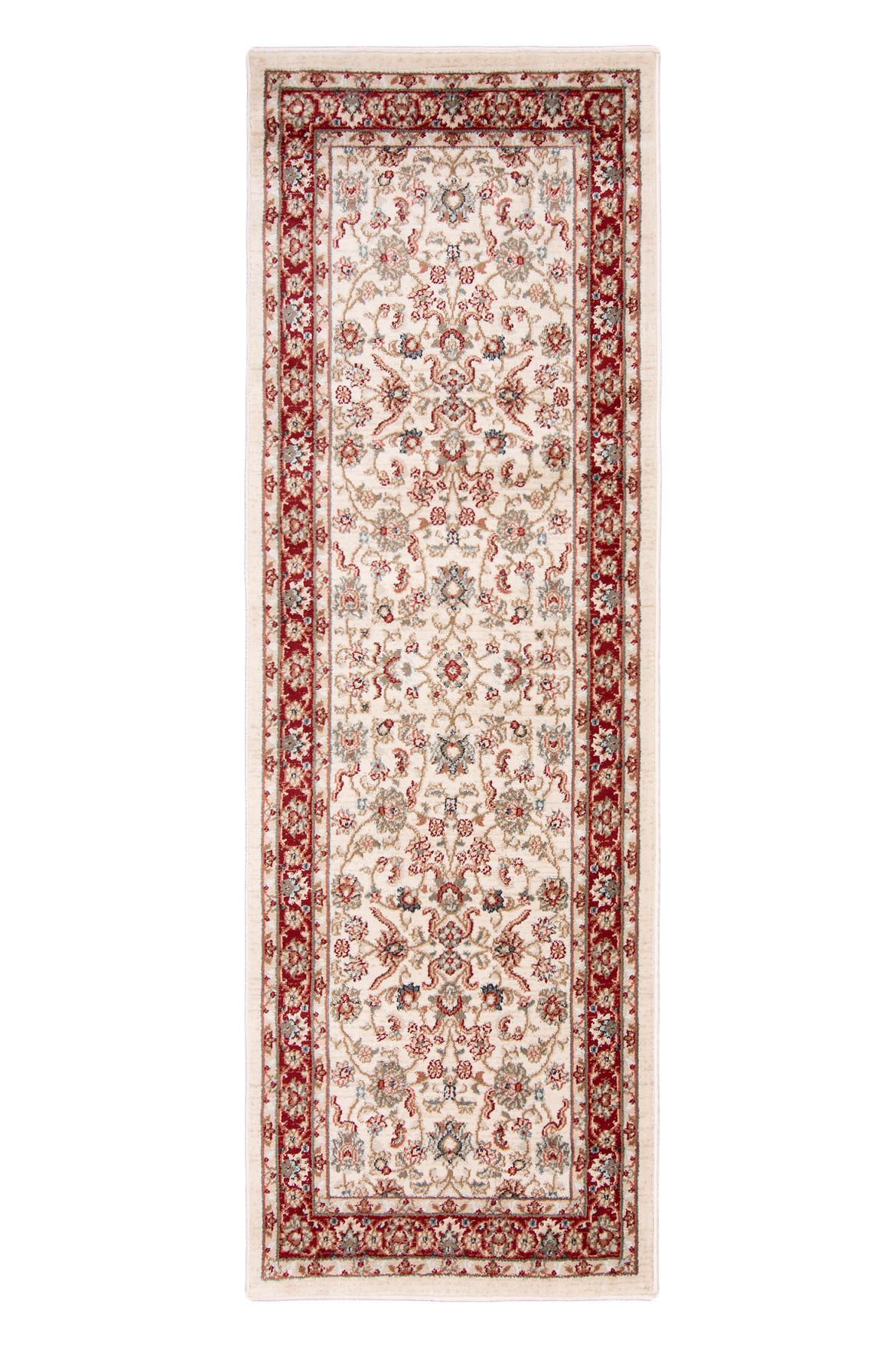 Tapis de couloir Traditionnel NEMRUT L423A BLANC crème avec rouge