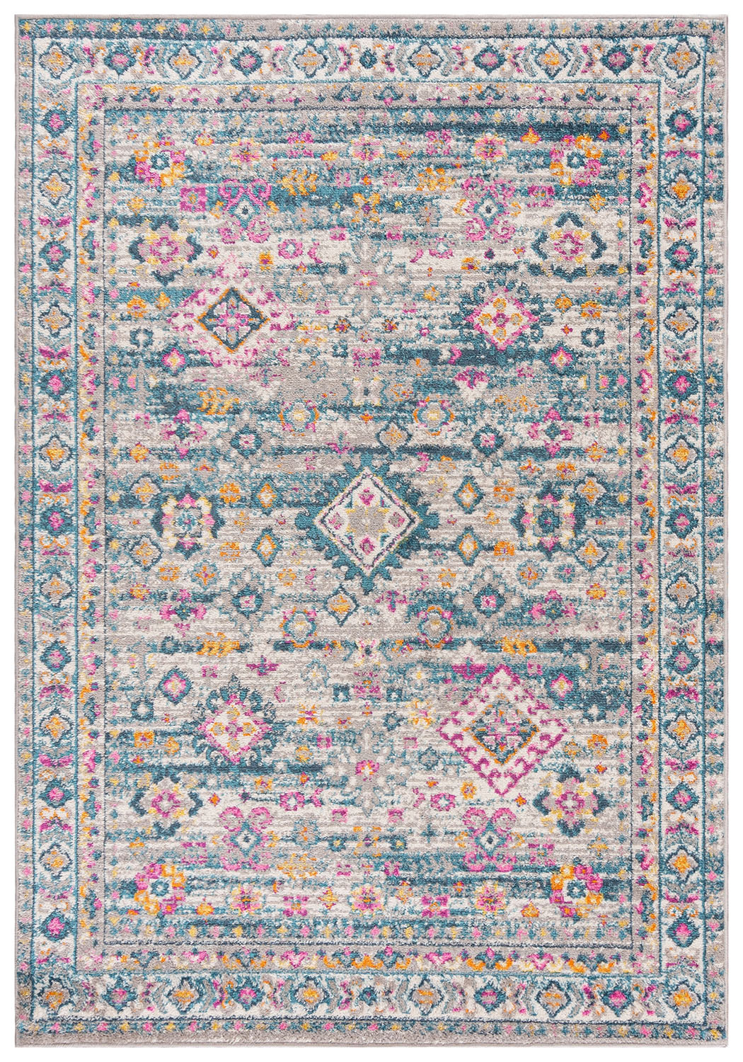 Tapis ethnique moderne - Dallas I989A - gris, rose