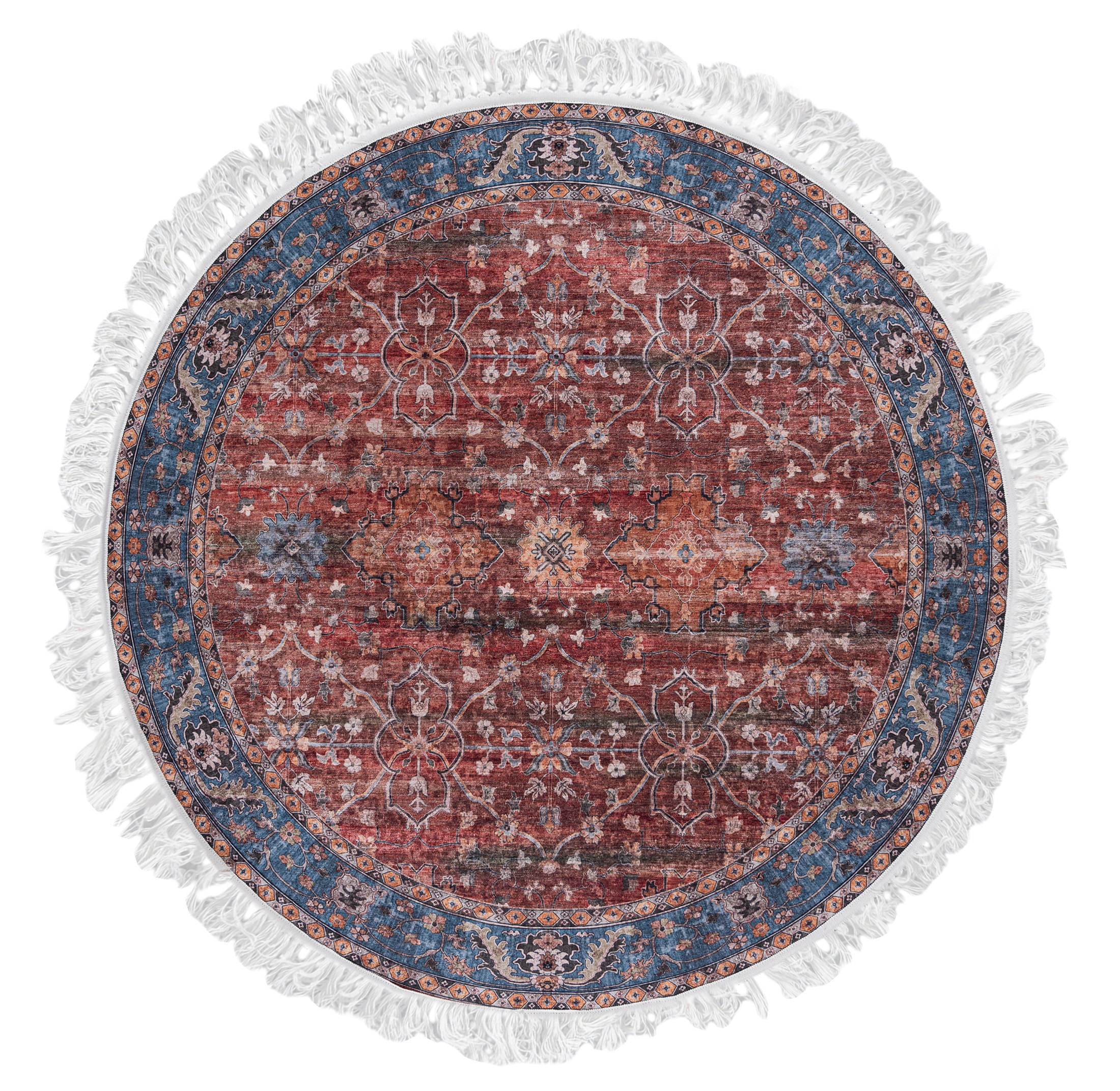 Moquette traditionnelle ronde ANKARA KH-71 IMPRIMÉE - vintage, rouge