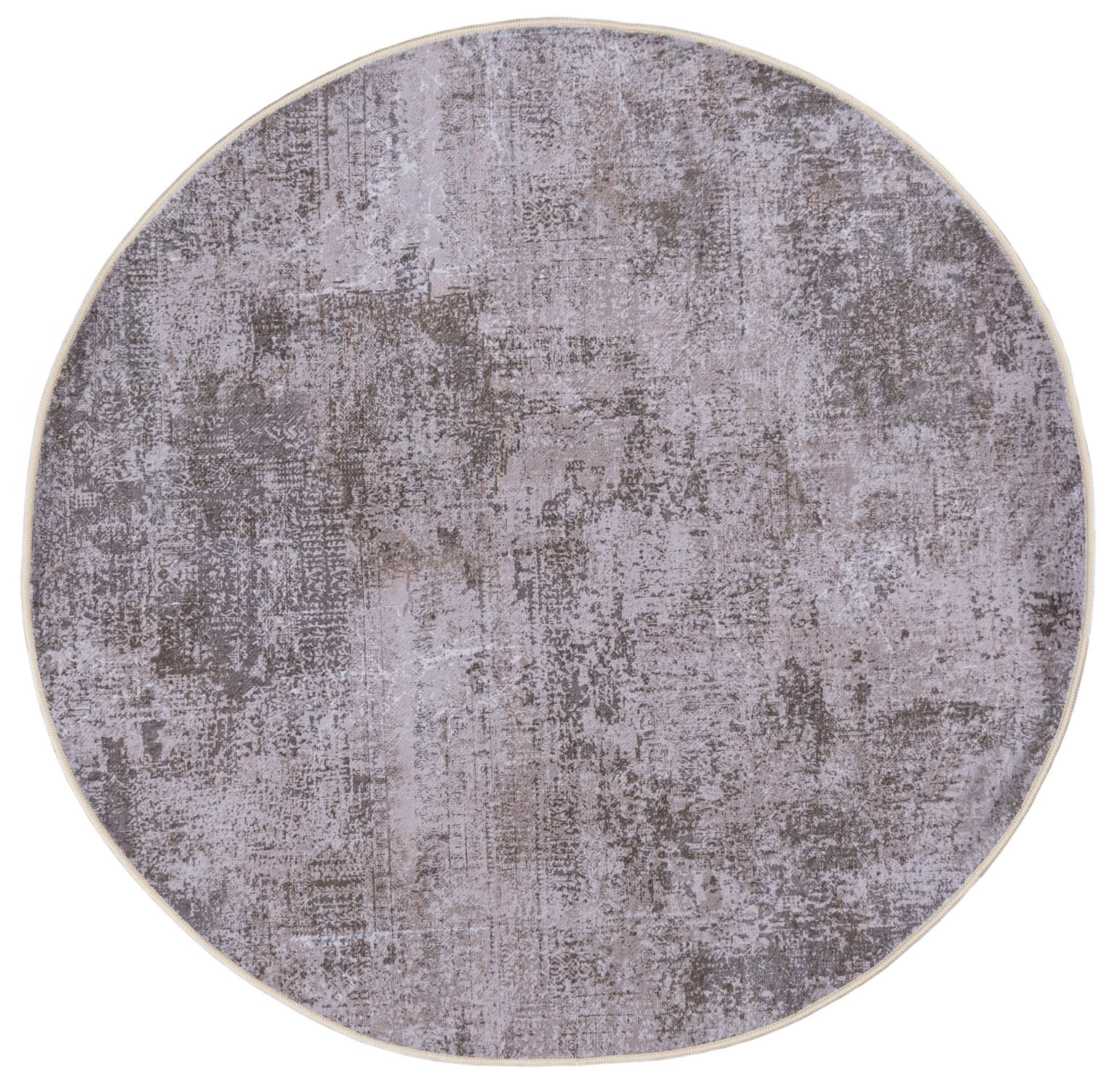 Tapis rond moderne HUDSON SOLIDE DARKBEIGE - abstrait, beige, graphite, crème, gris